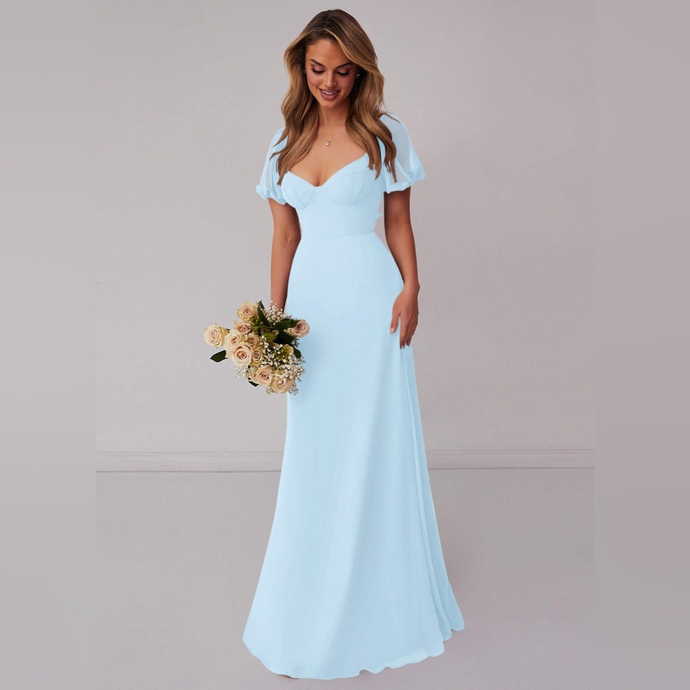 Azazie Chiffon A-line Dress with Puff Sleeves Sky Blue
Barbie Petite Small